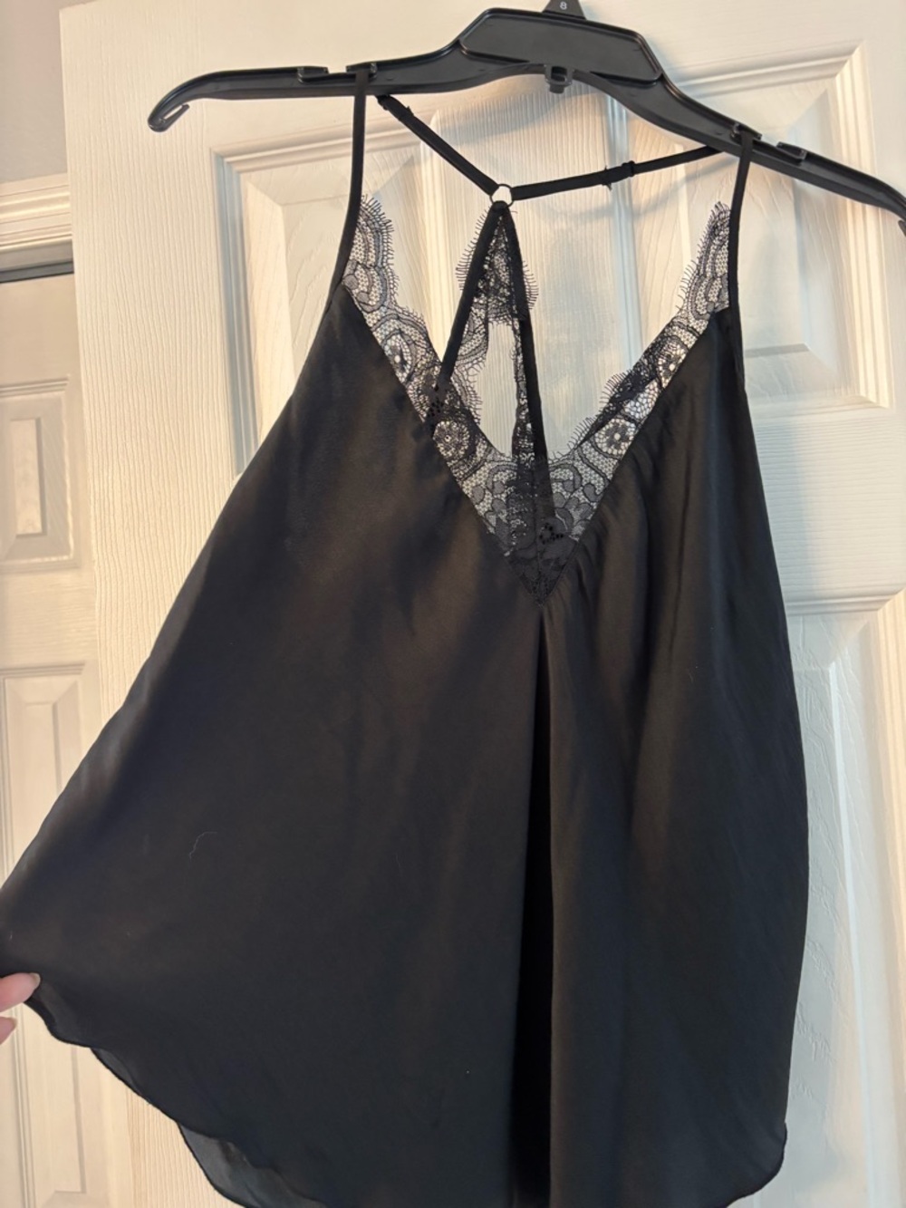 Black Lace Trim Satin Cami